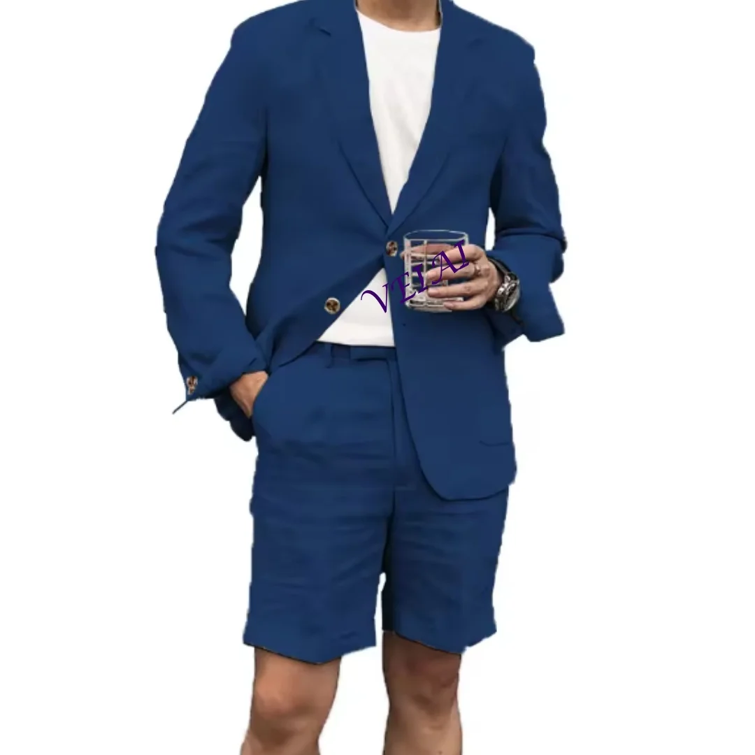 Sky Blue Slim Fit Men's Wedding Tuxedo 2 Piece Customized Suits Notched Lapel Formal Blazer Jacket And Pants Set for Groom