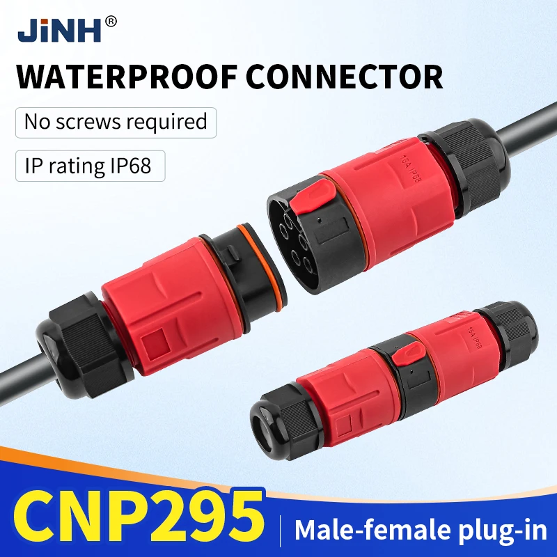 JINH IP68 Waterproof Outdoor CNP295 LED & Pump Wiring Water-Tight Cable Connector, Multi-Pole Plug & Socket