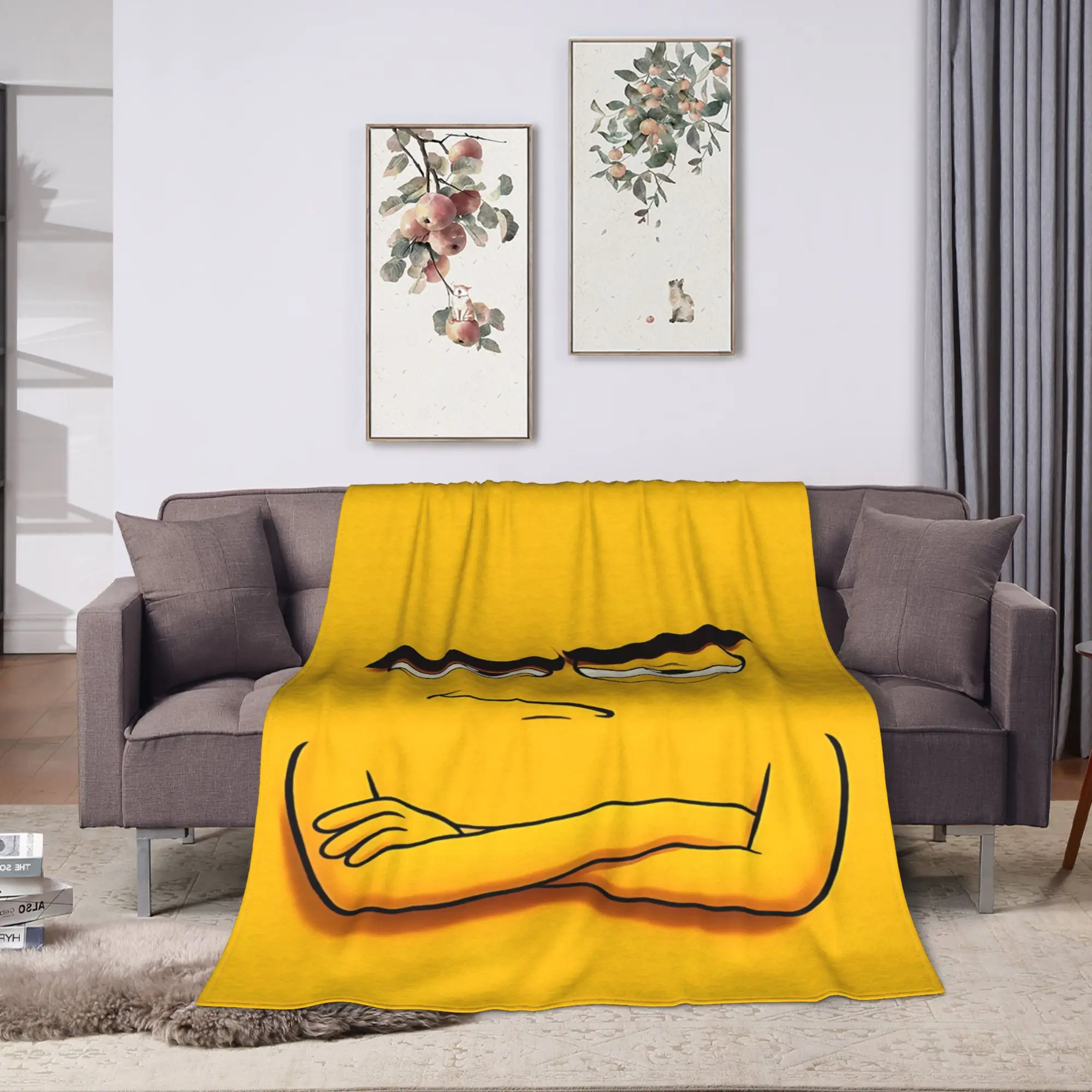 Annoyed Thinking Face Plush Blanket Kids  Flannel Throw Blanket For Living Room Super Warm Custom DIY Bedspread Birthday Gift