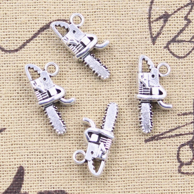 15 sztuk Charms narzędzia piła łańcuchowa 10x20x6mm antyczne srebro kolorowe wisiorki DIY rzemiosło dokonywanie ustaleń ręcznie robiona biżuteria tybetańska