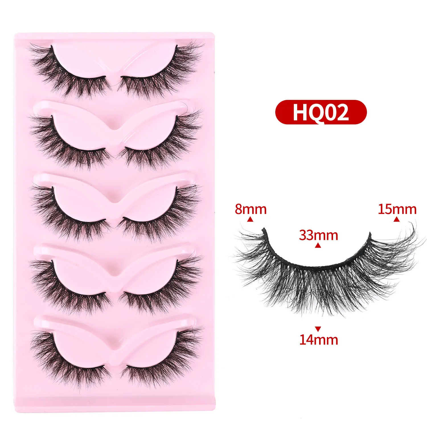 New Makeup 5-pair Light Fox Eyelashes Elongated End of The Eye Whole Cluster of Natural Fluffy False Eyelashes