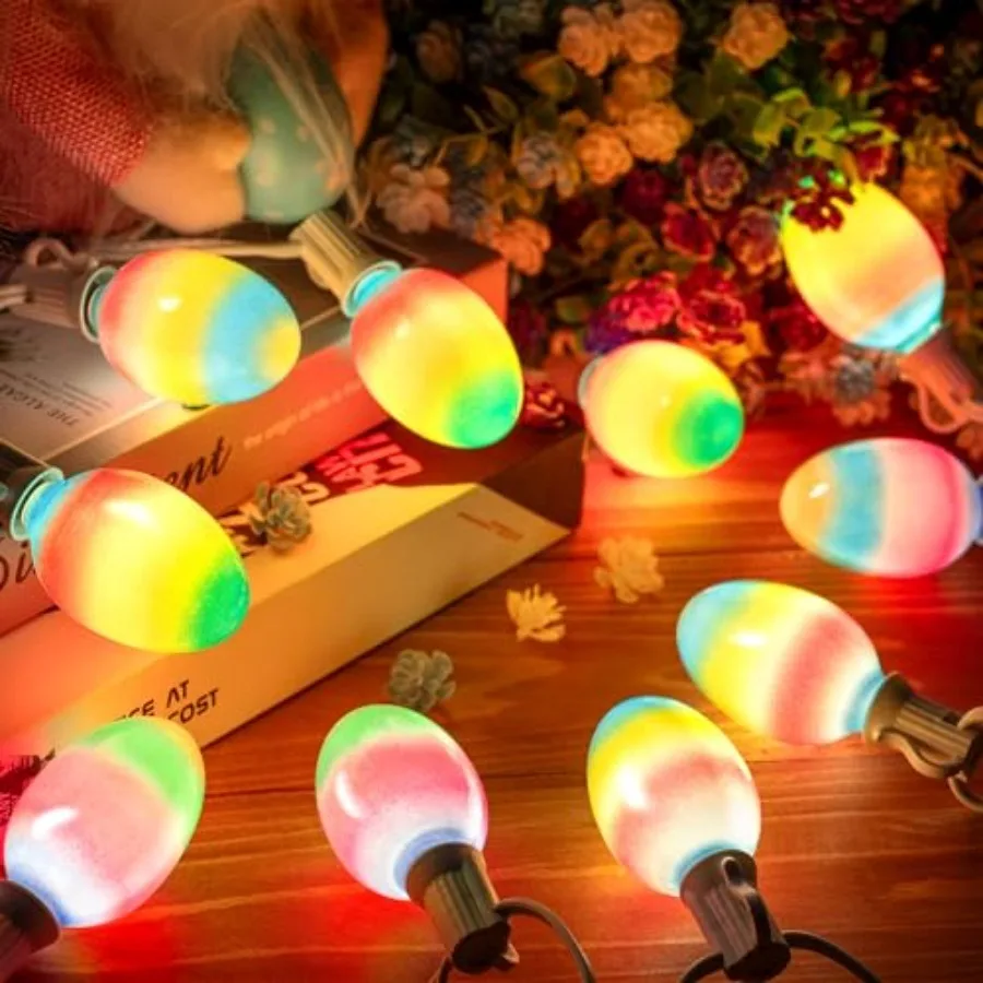 Pack Easter Egg String Lights 0.5FT Multi-Color Pastel LED Egg Lights End-to-End Connectable String Light for Indoor and Outdoo