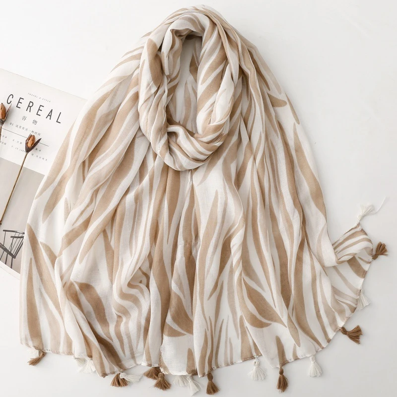 

Luxury Tassel Cotton Linen Feeling Shawl for Women Irregular Print Silk Scarf Headwear Fashion Muslim Hijab Headscarf for Travel