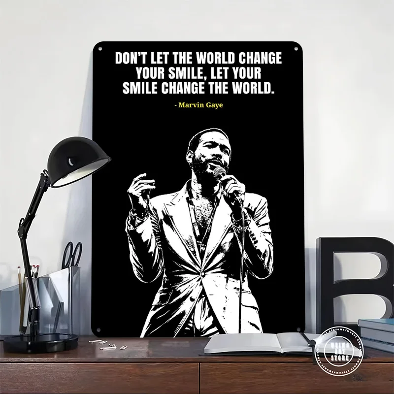 Marvin Gaye Quote Poster Retro 3D Printed Metal Signs Customized Wall Hanging Gift for Luxury Decoration Home Decorations Room