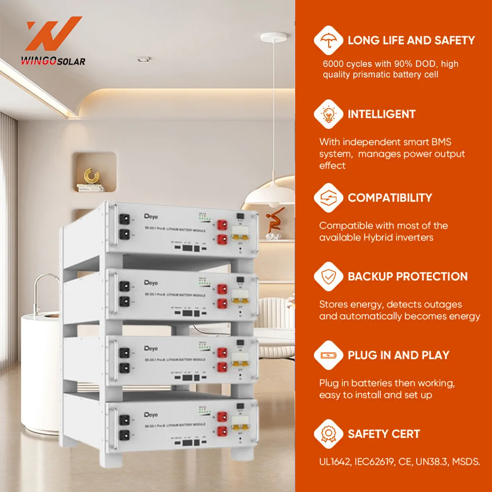 Home Battery Energy Storage System BESS Deye All in One 5KW 6KW Hybrid Solar Inverter and 20kWh Lithium Battery Set