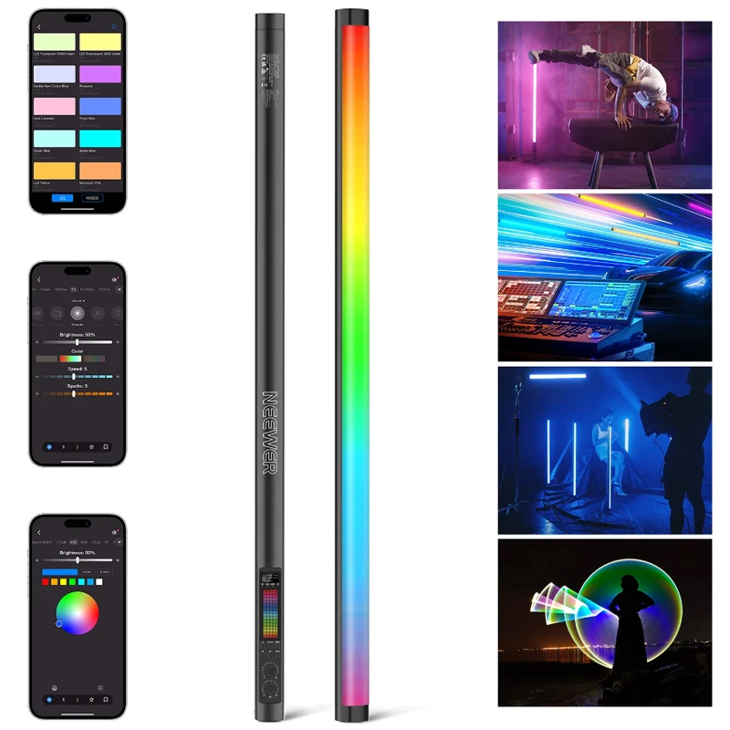 NEEWER TL90C Handheld LED Video Lighting Wand Stick Supports APP/2.4G/DMX Control 30W 2500K-10000K RGB LED Tube Light For Video