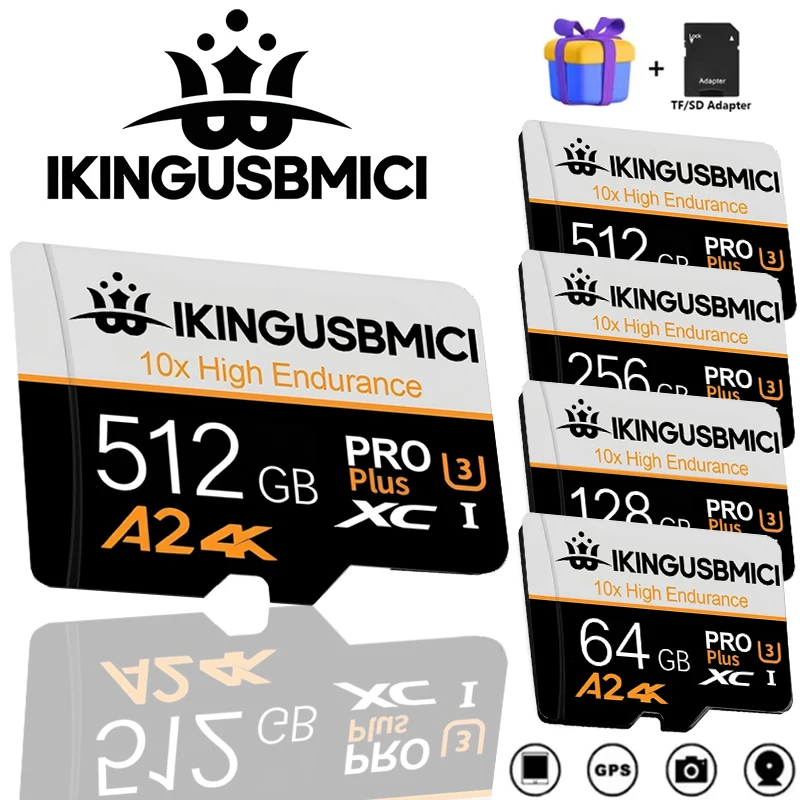 Stable Performance TF Cards SD Cards Micro SD Card Memory Card 32GB 128GB 512GB High Endurance U3 for Dash Cam Tablet