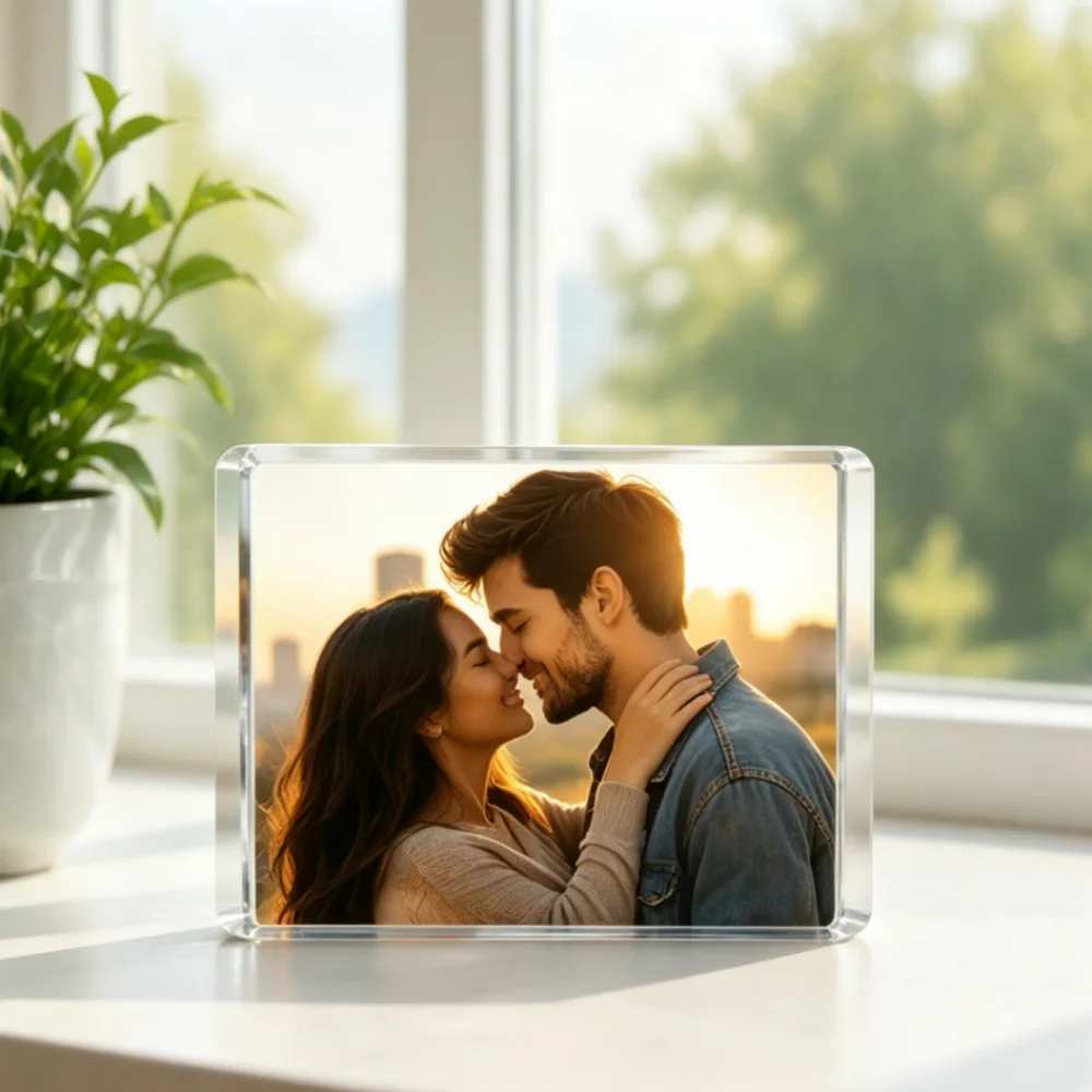 Personalized Custom Photo Rectangle Acrylic Block Display Plaque, Creative Desktop Decor Home Ornament, Unique Customized Gift