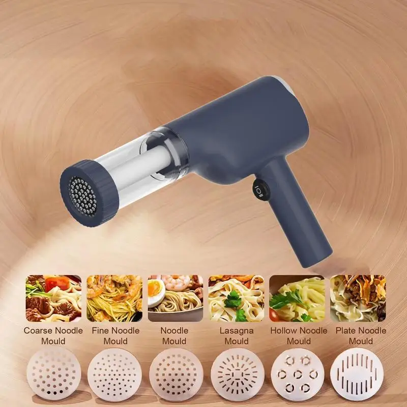 Máquina cortadora de Pasta Manual inalámbrica con carga eléctrica automática, máquina prensadora de masa para fideos espagueti, 6 moldes