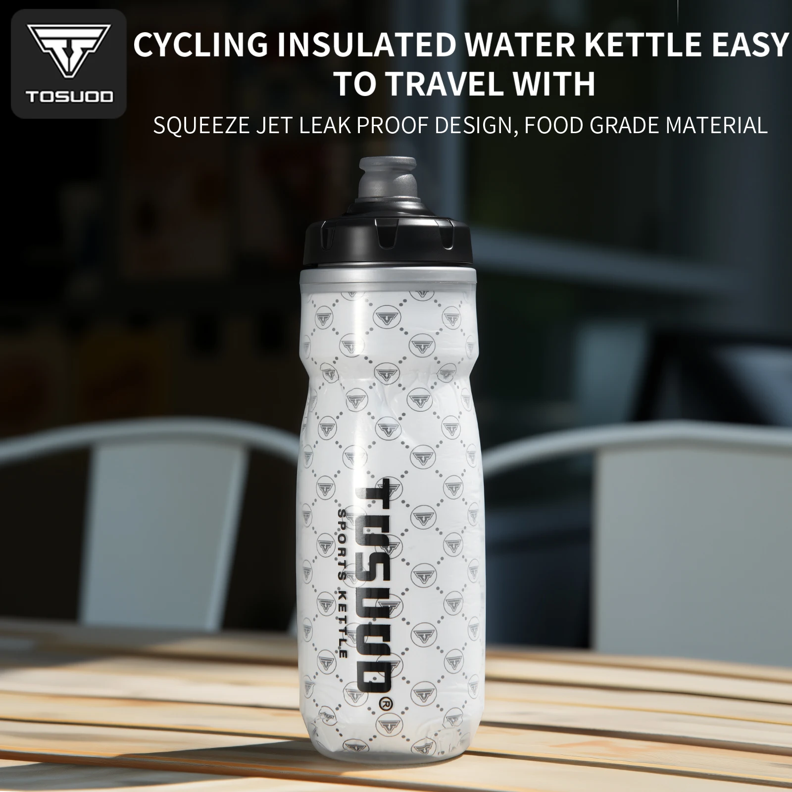 TOSUOD Fahrradflasche, kalte und thermische Wasserflasche, 620 ml, Outdoor-Sport-Wasserkocher für MTB, Rennrad, Fahrradzubehör