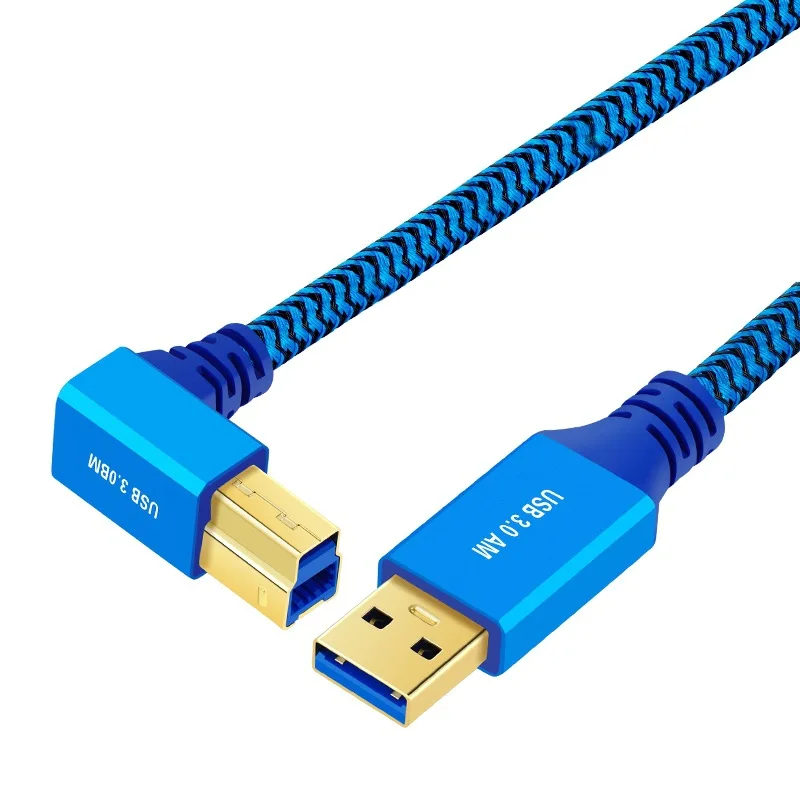 USB 3.0 A męski na kątowy 90 stopni USB3.0 typu B męski kabel AM/BM szybki kabel drukarki 0,5 m/1 m/2 m/3, m