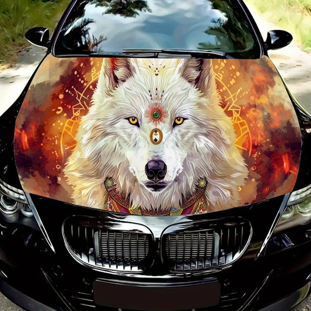 

Наклейка на капот автомобиля Cosmic Wolf Totem Bonds, прочные автомобильные виниловые обертки, подходящие для большинства автомобилей, защитная наклейка на капот двигателя автомобиля F