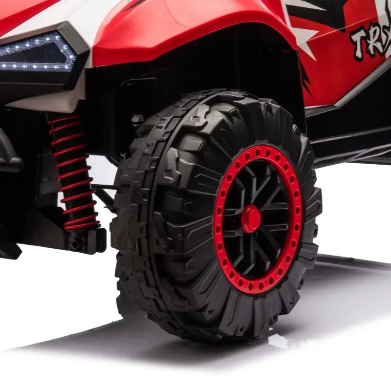 سيارة كهربائية للأطفال بمقعدين 24 فولت مع تحكم الآباء، عرض المقعد 20.47 بوصة، دفع رباعي، نظام تعليق رباعي العجلات، سيارة الشرطة مع