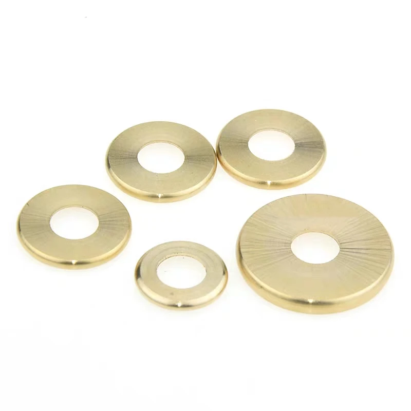 2pcs/lot Brass Vintage Ceramic Lamp Hardware: Flat Pipe Cover & Rolled Edge Round Cap with Centered Hole Opening