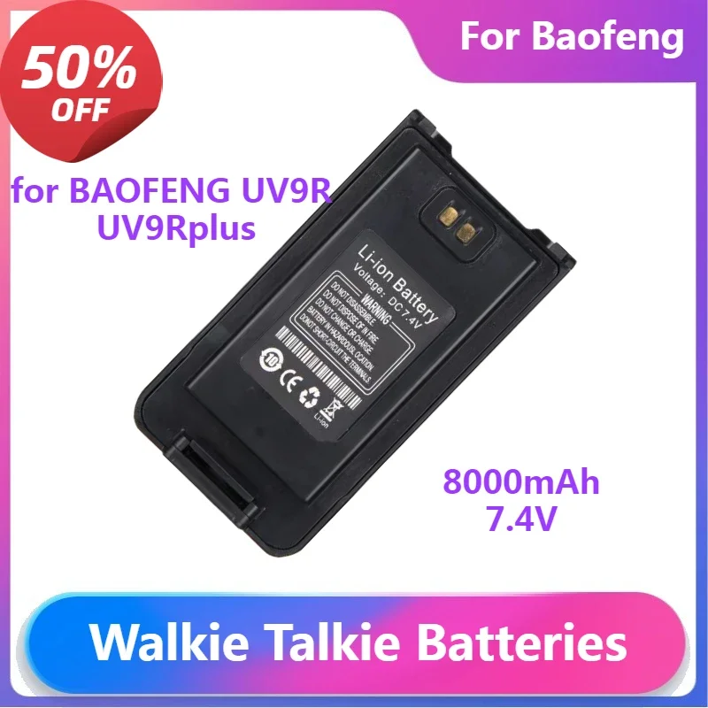 

Walkie Talkie for BAOFENG UV9R UV9Rplus Battery 8000mAh DC7.4V Li-ion Battery