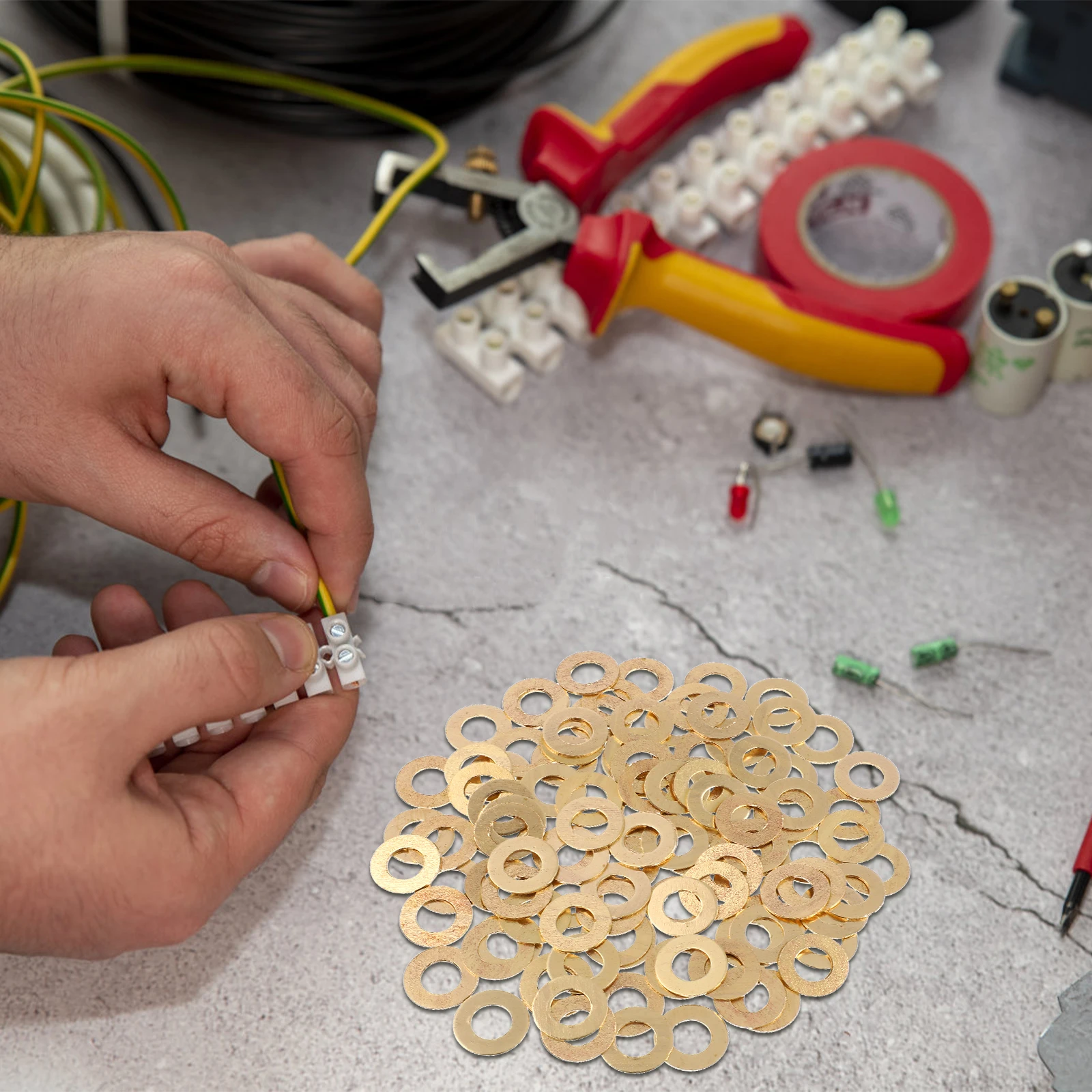 

100 pcs Flat Washers Round Seal Gasket Sturdy Long-Lasting Furniture Hardware Use Easy Installation Brass Gasket Replacement