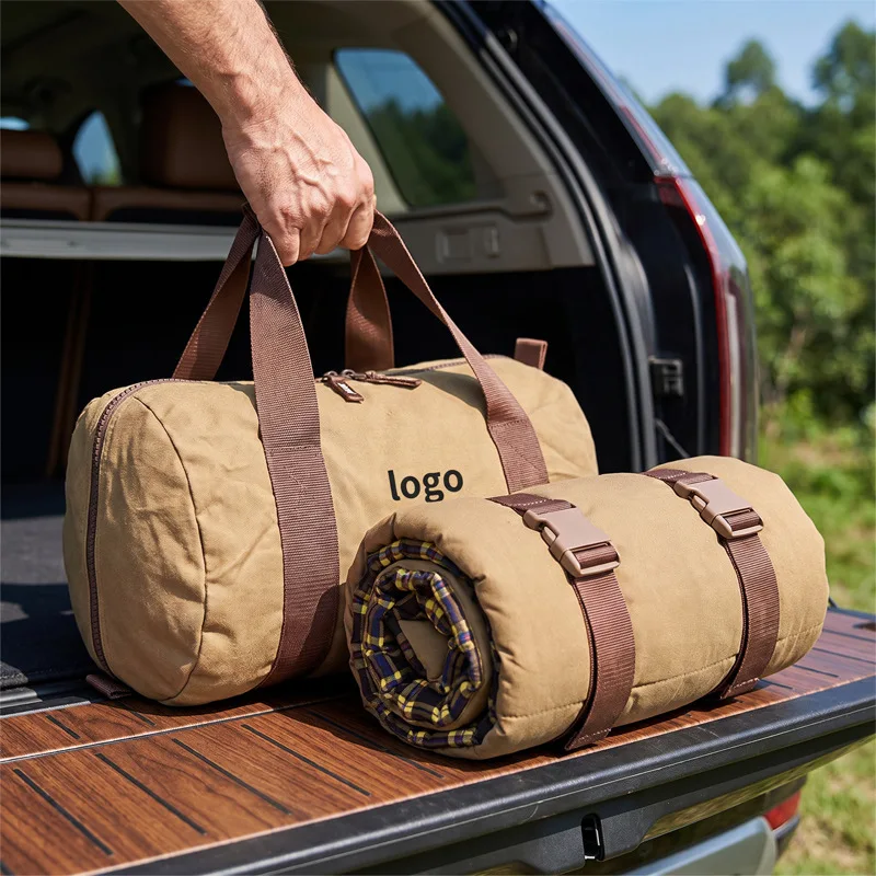Verdickter, verbreiterter Hohlschlafsack aus Baumwolle mit Kissen, warmer Winter-Outdoor-Camping-Reiseschlafsack für kaltes Wetter – Detail 4