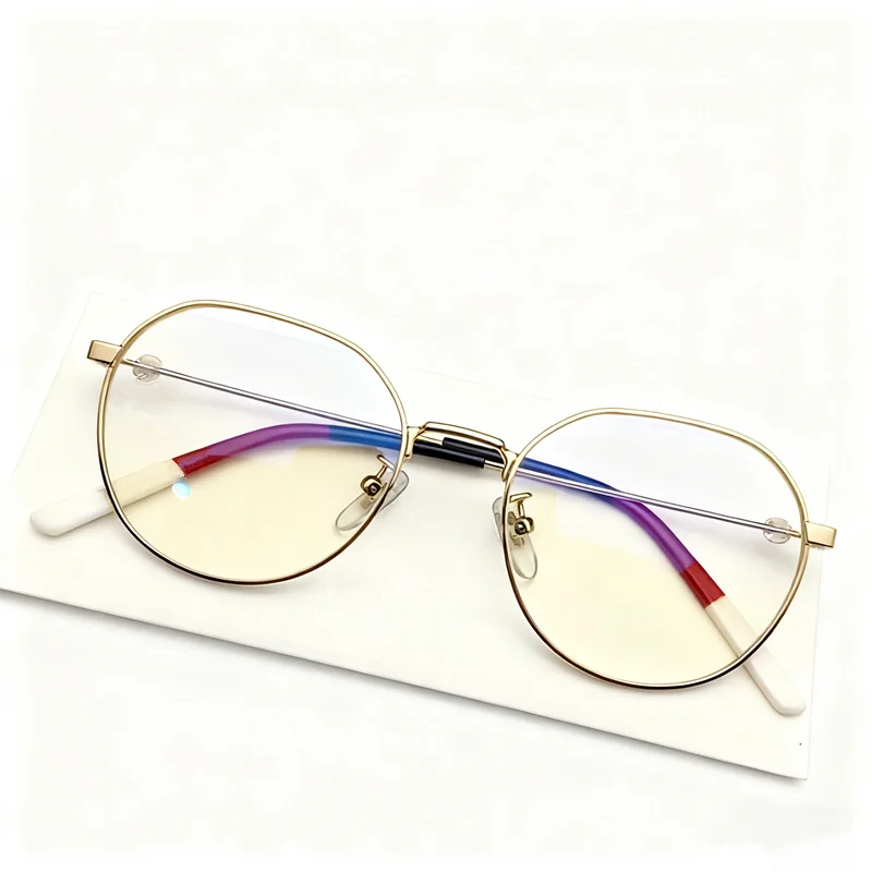 إطار نظارات أنيق للشباب بدون عدسة من الراتنج بدون حافظة 51-19-140 نظارات بحافة معدنية خفيفة الوزن لوصفات طبية #2