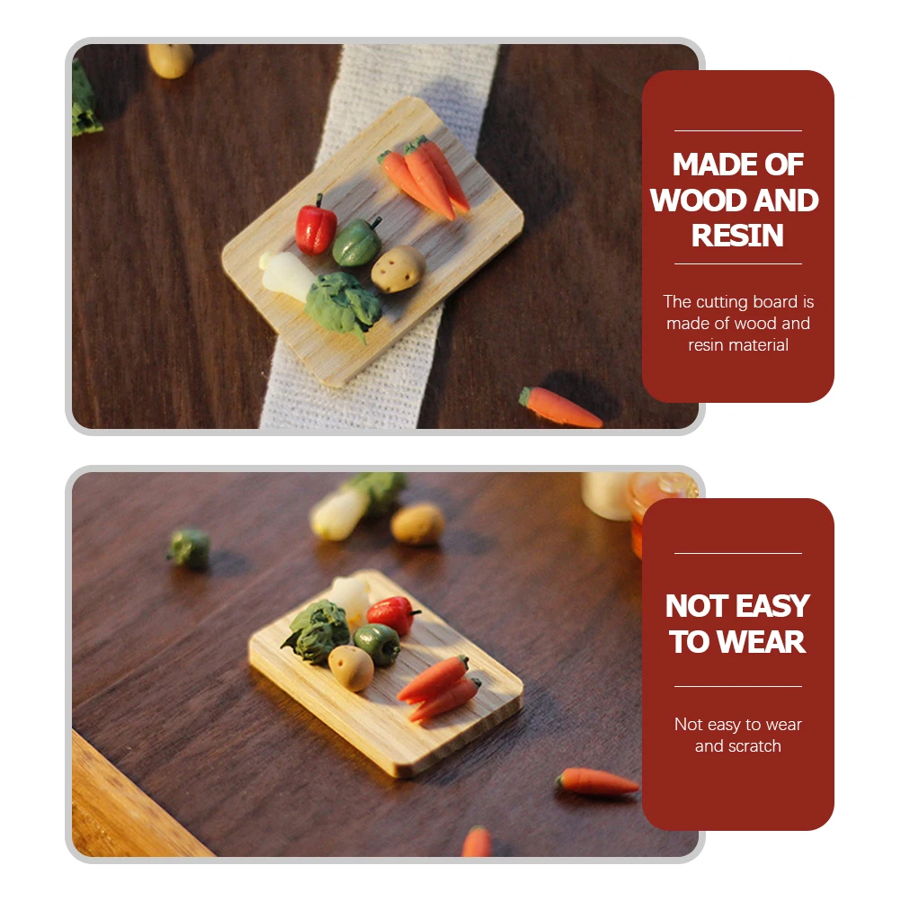 

Mini Cutting Board For Dollhouse Kitchen Toy, Realistic Wooden Miniature Food Play Prop, Micro Scene Decoration, Mini