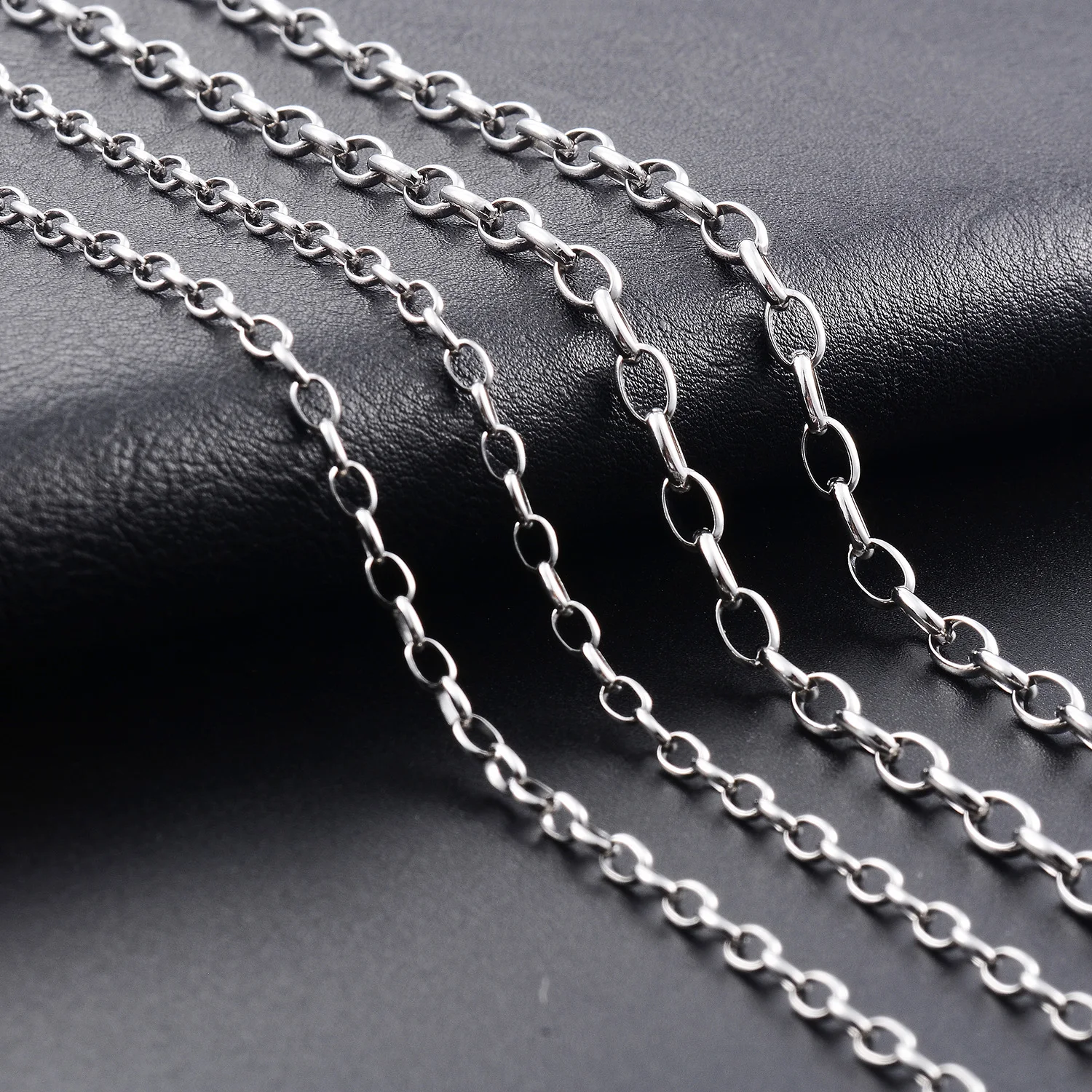 Yadreva Herren Damen Edelstahl Rolo Halskette Ovale O-Kette Silberfarben Kubanische Gliederkette DIY Schmuckzubehör – Detail 4
