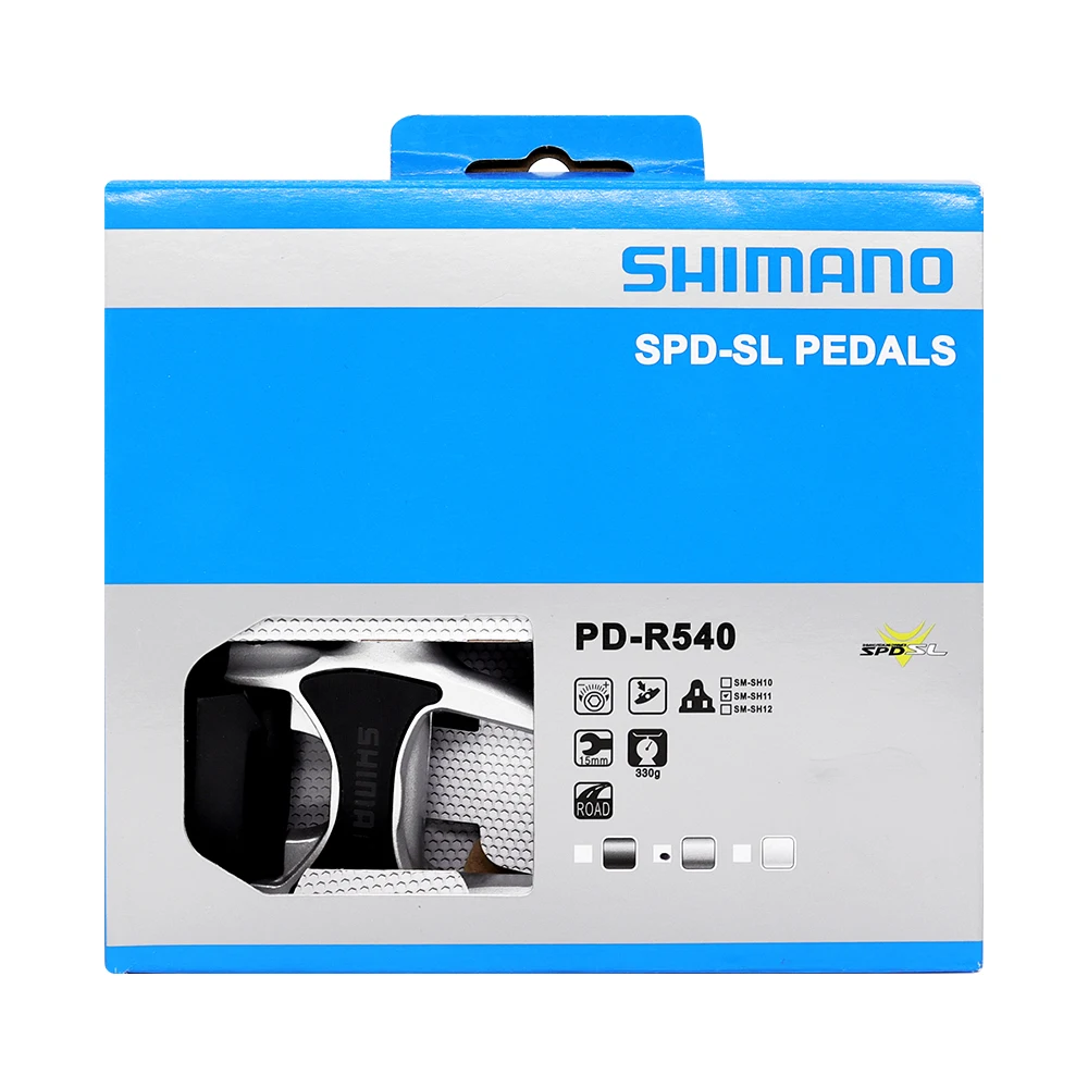 SHIMANO PD-R540 Road Bike Pedal Self-locking Wide Platform Bearing 4700 Silvery Black R540 Pedal Original Bicycle Parts