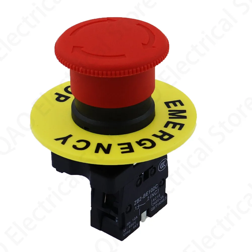 22mm red mushroom head emergency stop button switch XB2 LAY37 NO/NC alarm button switch