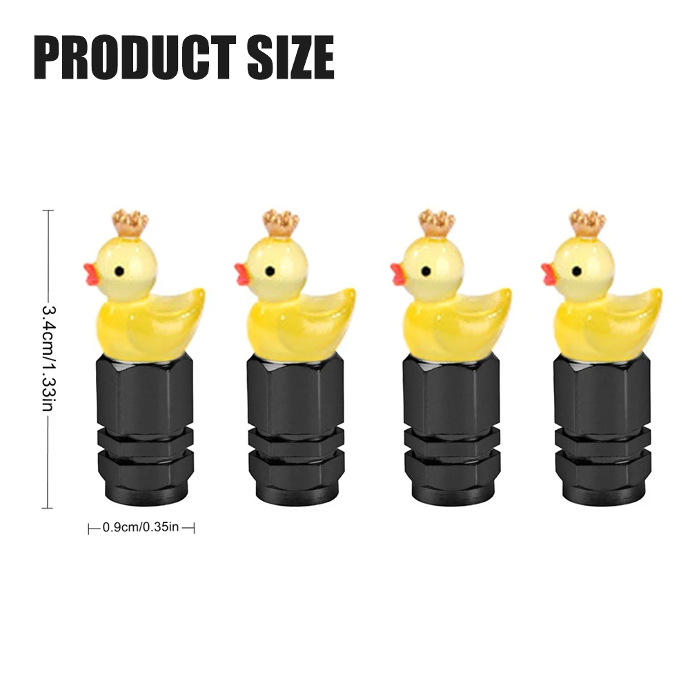 4PCS Duck Tire Stem Caps with O Rubber Ring, Universal Stem Covers for Cars, SUVs, Bicycle, Trucks, Motorcycles, Airtight Seal