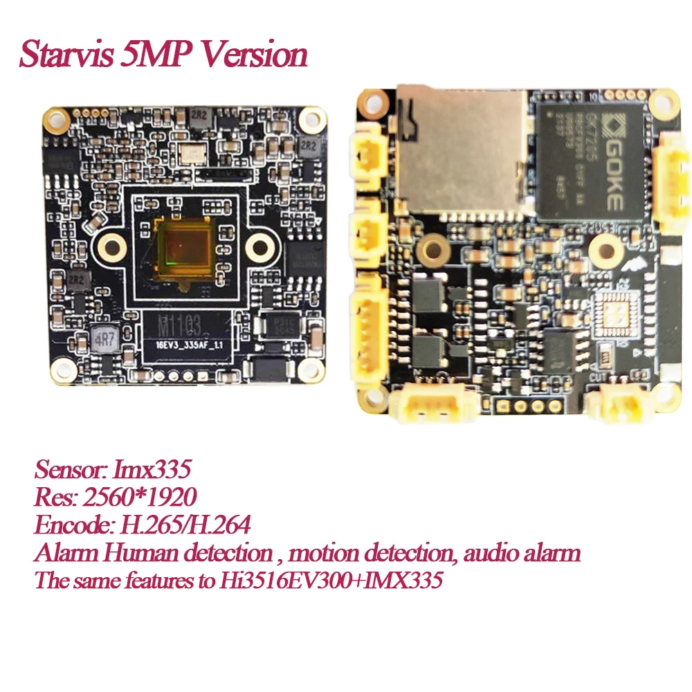 H.265 8MP 4K Starlight Wireless IP Camera Module, 5MP Human detection wifi Network Camera board Two way Audio TF Card RTSP