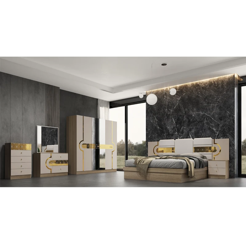 &Italian Modern King Size Leather Double Bed Sets Hotel Home Master Room Cheap Full Mdf Queen Luxury Bedroom Furniture Set