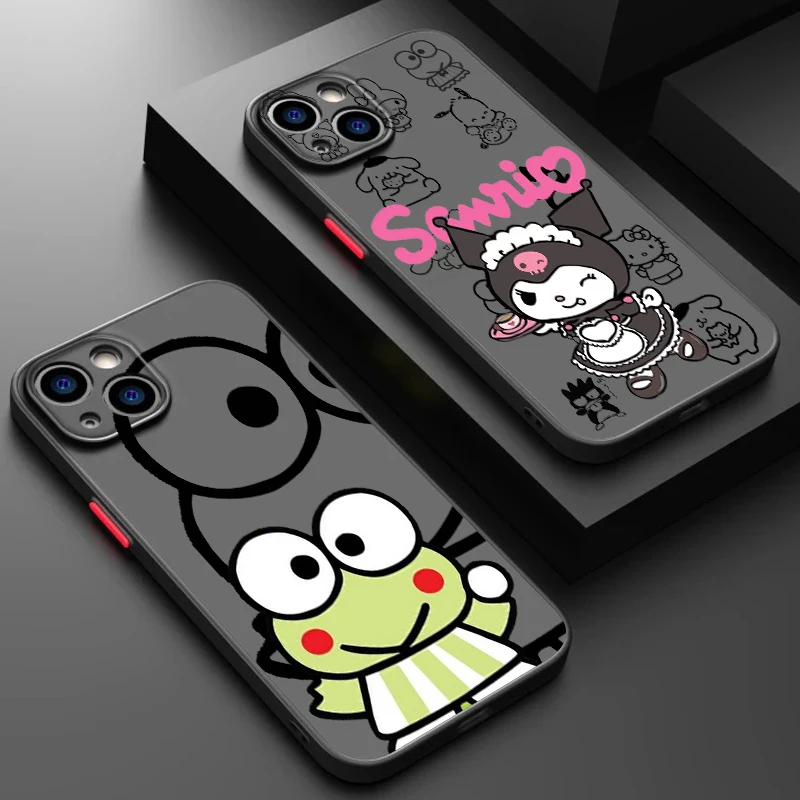 Cute Hello Kitty And Sanrio Frosted Translucent For Apple iPhone 15 14 13 12 11 XS XR X 8 7 SE Pro Max Plus Mini Matte