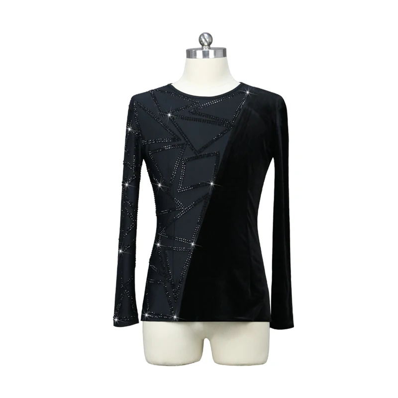 Customized Men Latin Dance Competition Clothes Plus Diamond Tops and Flower Clothes Dance Stage Performance