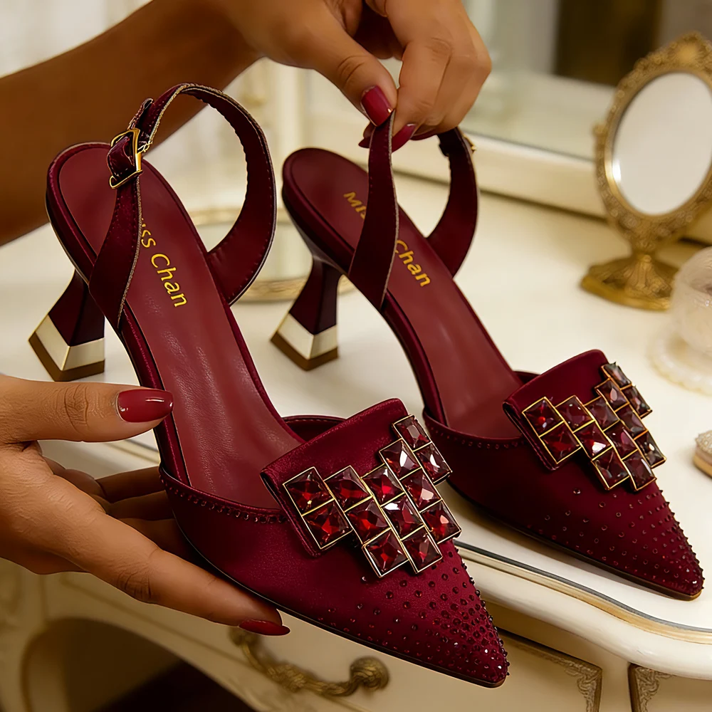 2026 Elegante Italienische Strass-Verzierte Spitze High Heels - Schicke Damenschuhe für Jeden Anlass