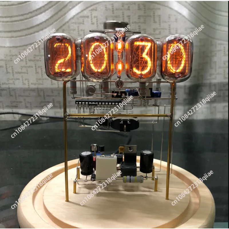 IN-12 IN12 Glow Tube Clock Retro Cyberpunk Desktop Creative Nixie Digital LED Clock Ornaments Handmade Circuit Scaffolding