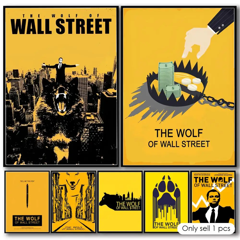 The W-Wolf Of Wall Street Painting Calligraphy Cotton Canvas Wall Art Poster Quality Decor Painting for Home Decor