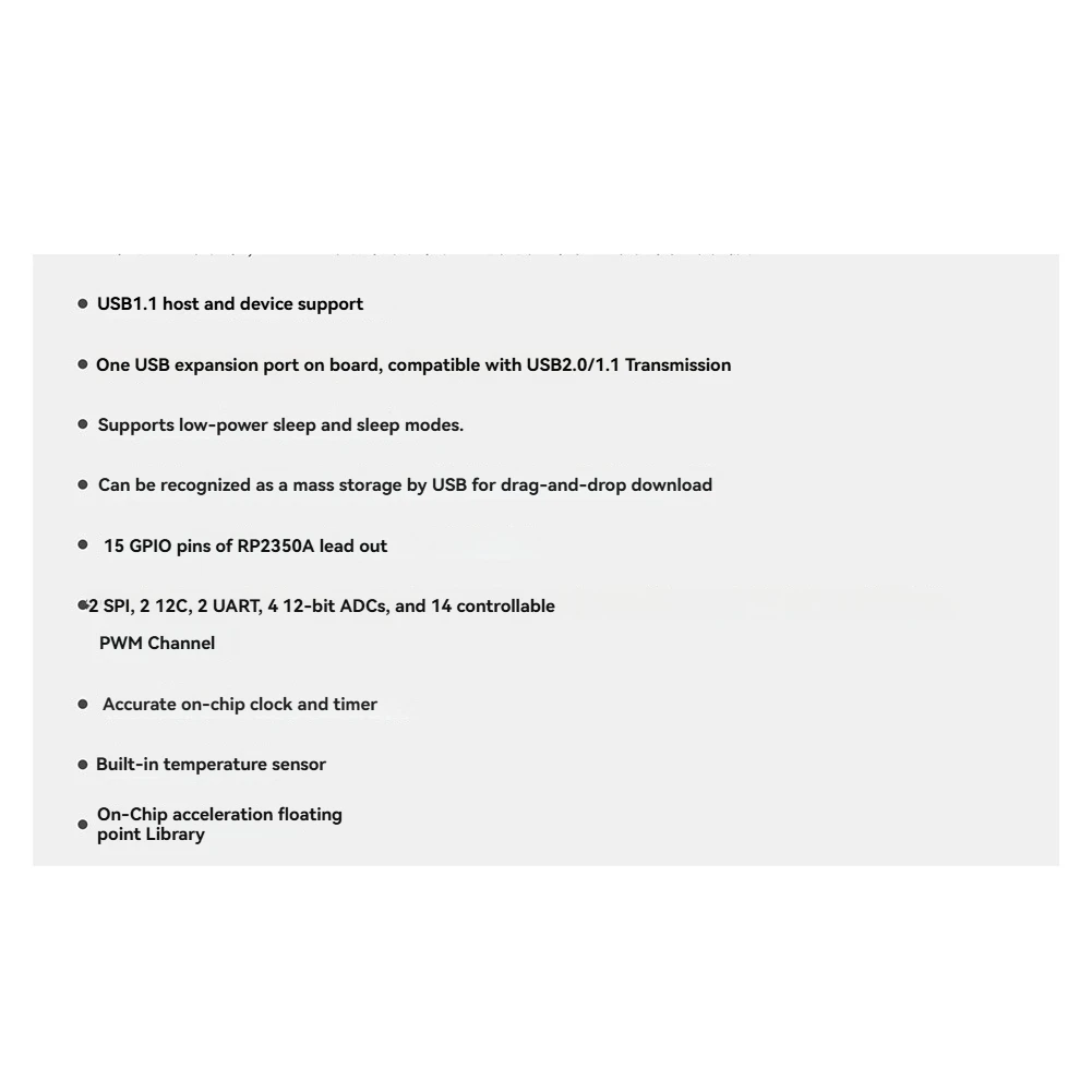 GFR5-Waveshare pour Raspberry Pi Rp2350A Mini carte de développement Usb