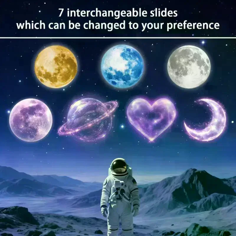 Seven Themed USB Projection Ceiling Atmosphere Lights Including Planet/Crescent Moon Patterns Suitable For Bedroom Living Room
