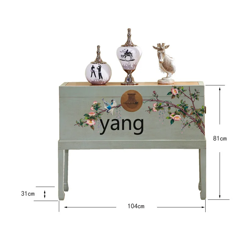 LH new Chinese camphor porch cabinet corridor decorative cabinet solid wood pure hand-painted calligraphy