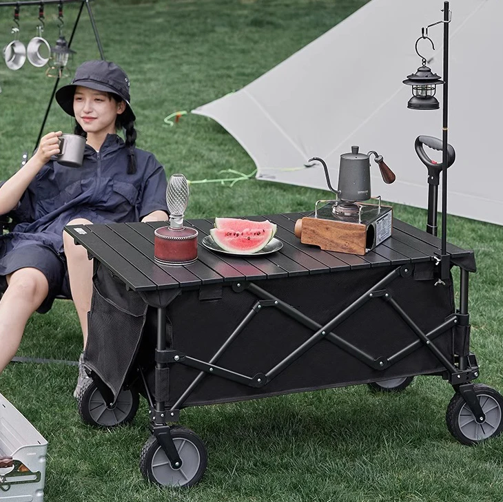 

300L Foldable Cart Collapsible Utility Wagon with All-Terrain Big Wheels for Outdoor Camping Sports Garden Beach Grocery, Orange
