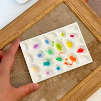Paleta de pintura de cerámica, bandeja de pigmento Rectangular, pintura Gouache de acuarela, suministros de arte para artistas fáciles de limpiar