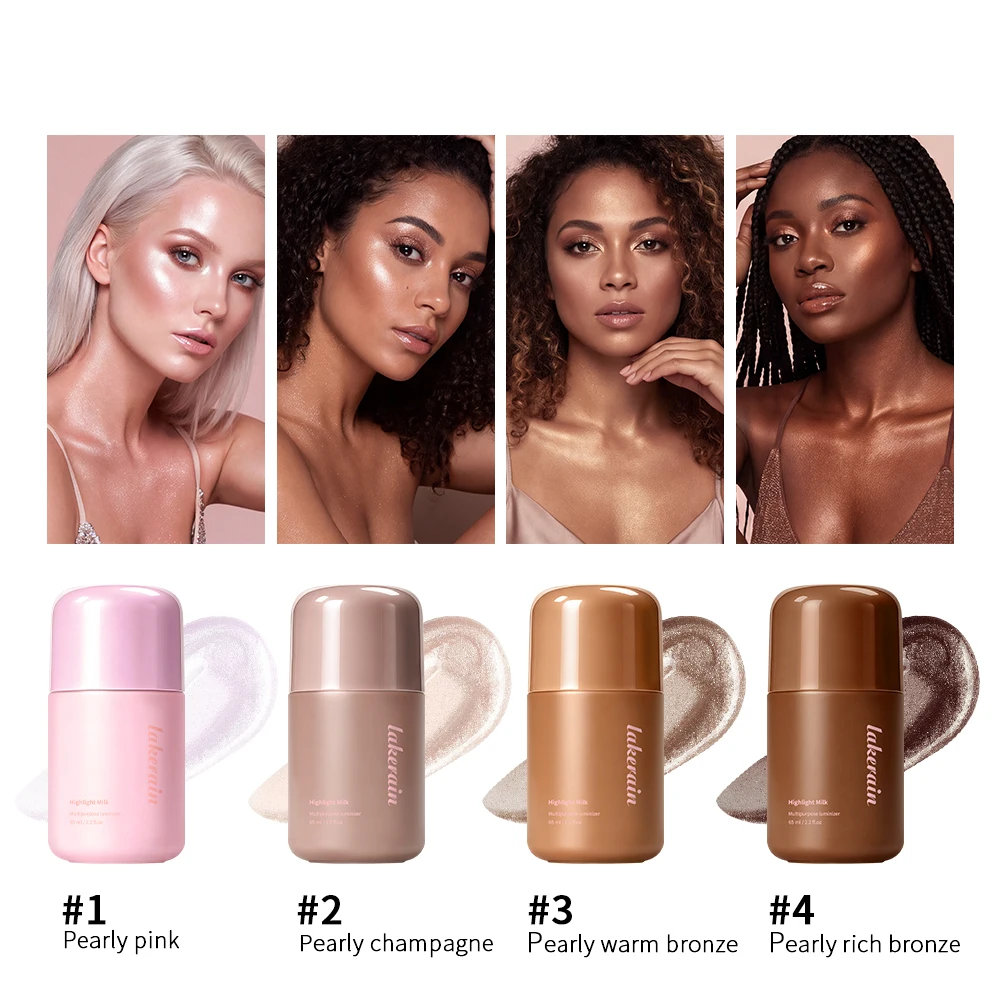 4 Shades Highlight Milk Multipurpose Luminizer Hydrating Natural Pearly Glow Sheer Lightweight Face Highlighter