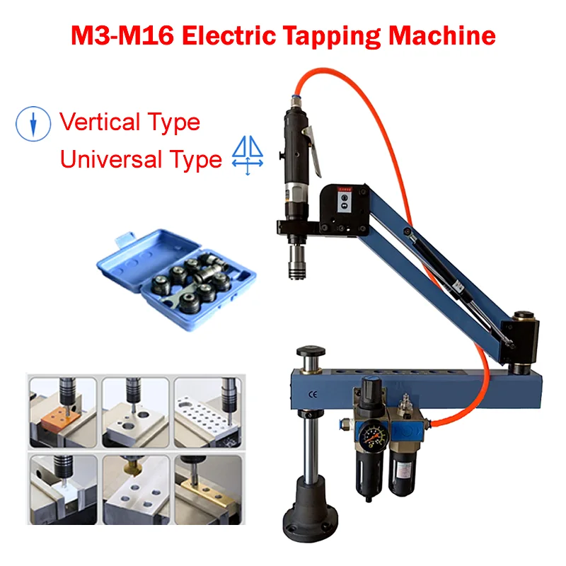 M3-M16 CNC Automatic Pneumatic Tapping Machine Air Threading Machine Pneumatic Tapper Tool Universal Head With Chucks