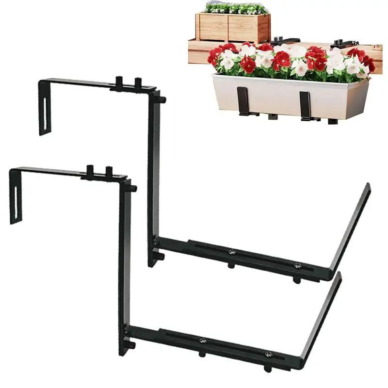 

Window Box Brackets 2PCS Adjustable Metal Railing Planter Bracket Heavy Duty Balcony Plant Holder Fence Planter Bracket