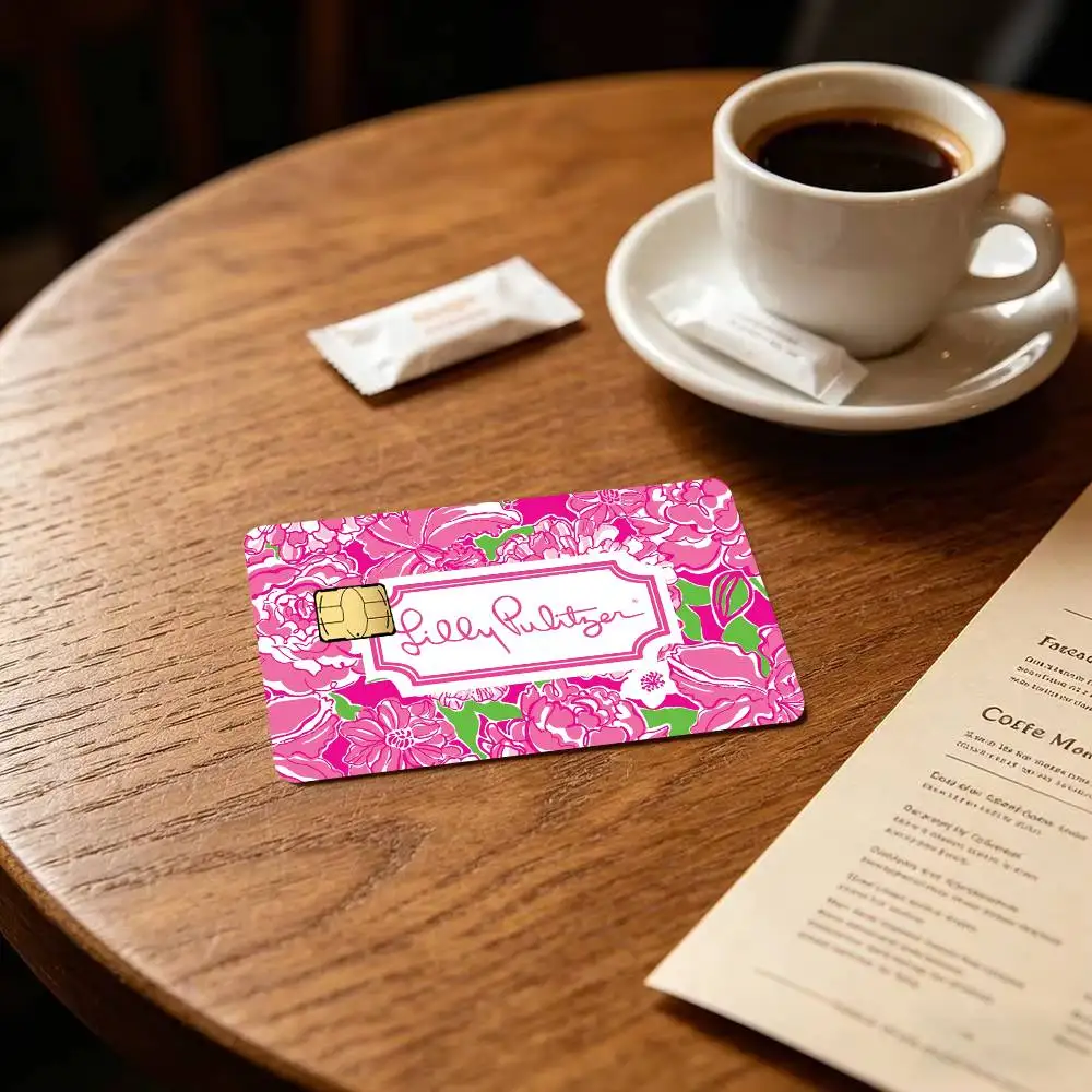 Fashion L-LillyES logo pulitzer  Diy Credit Debit Card Sticker Party Sticker Decoration Waterproof Small Chip Card Skin Sticker