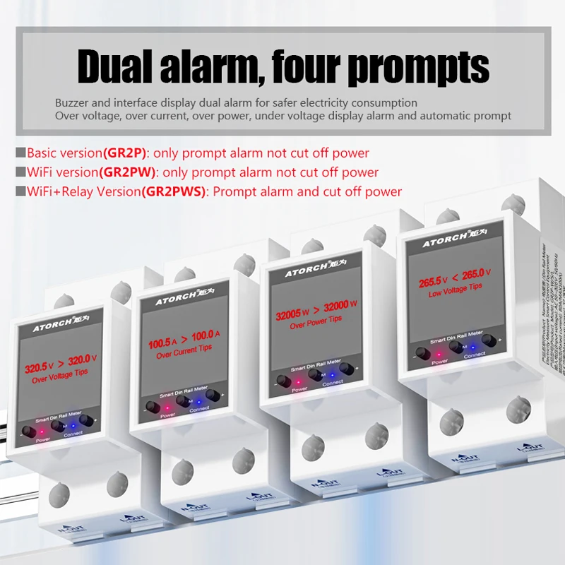 Imagem -05 - Atorch-din Rail Proteção Medidor Vazamento Segurança Switch Controle Remoto por Tuya App para Smart Home Ac110 220v 100a Wi-fi Proteção