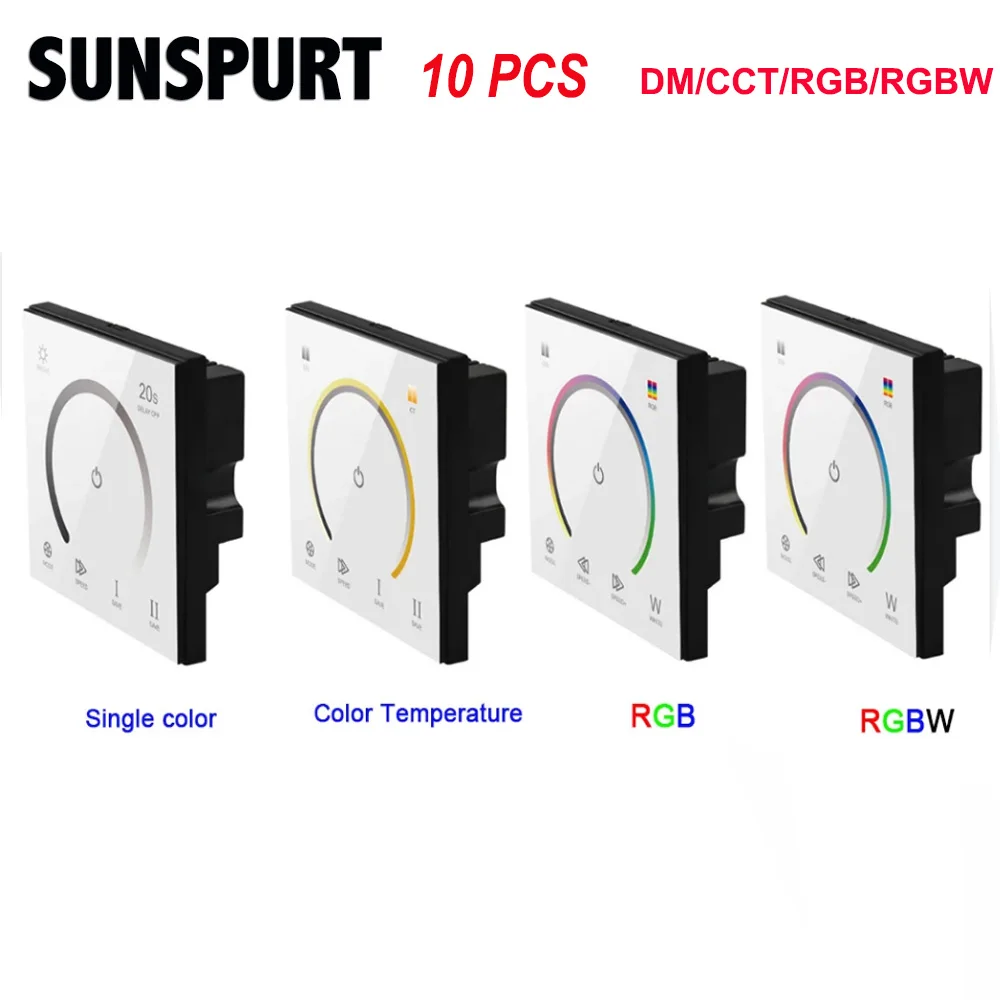 New 86 Touch Panel Switch DC12-24V Controller Light Dimmer Switch single color/CT/RGB/RGBW LED Strip Tempered Glass Wall Switch