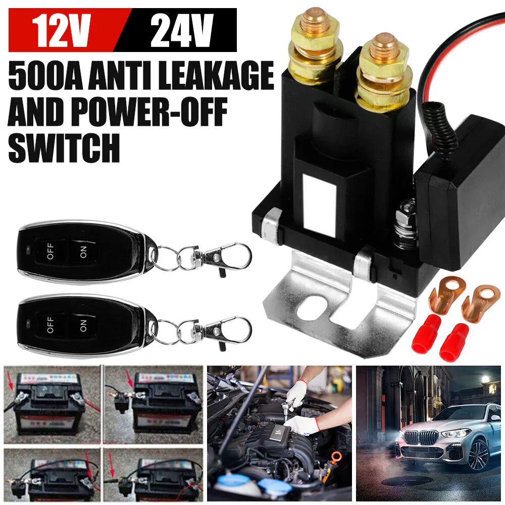 Interruptor principal de control remoto dual, aislador de batería automotriz, interruptor de aislamiento, control remoto, 12V, 24V, 12V, 500A