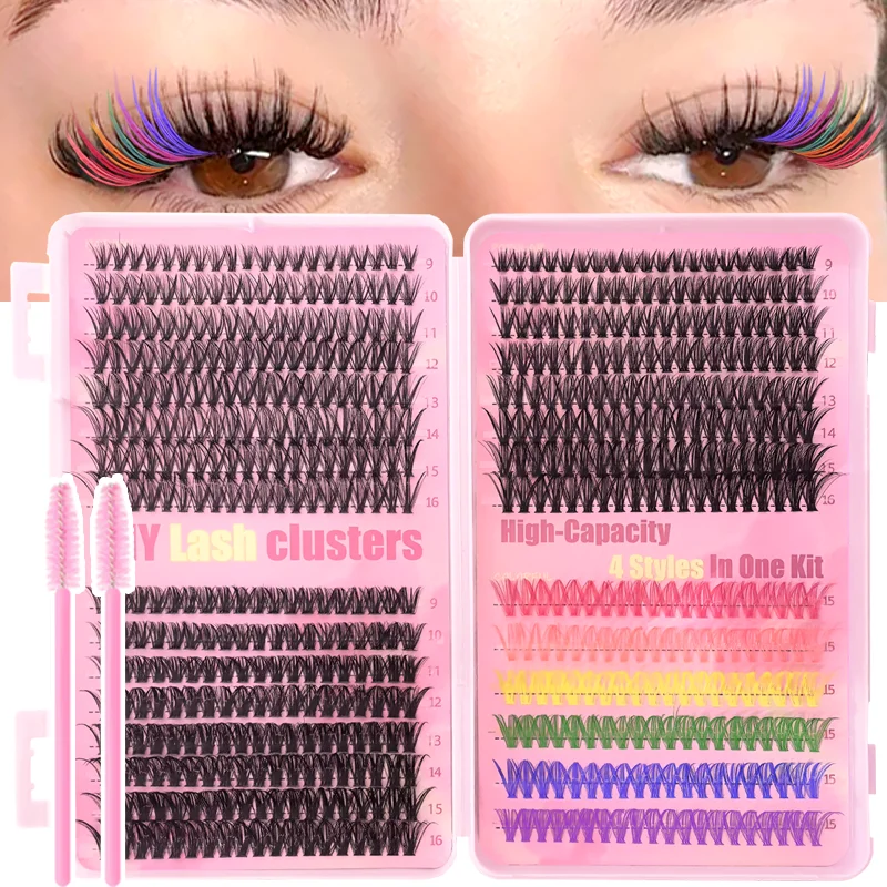 120/240/392/600 Stück Künstliche Wimpern für Anfänger DIY Regenbogenfarbene Wimpern für Zuhause - Dramatisches Volumen-Wimpern-Set – Detail 9