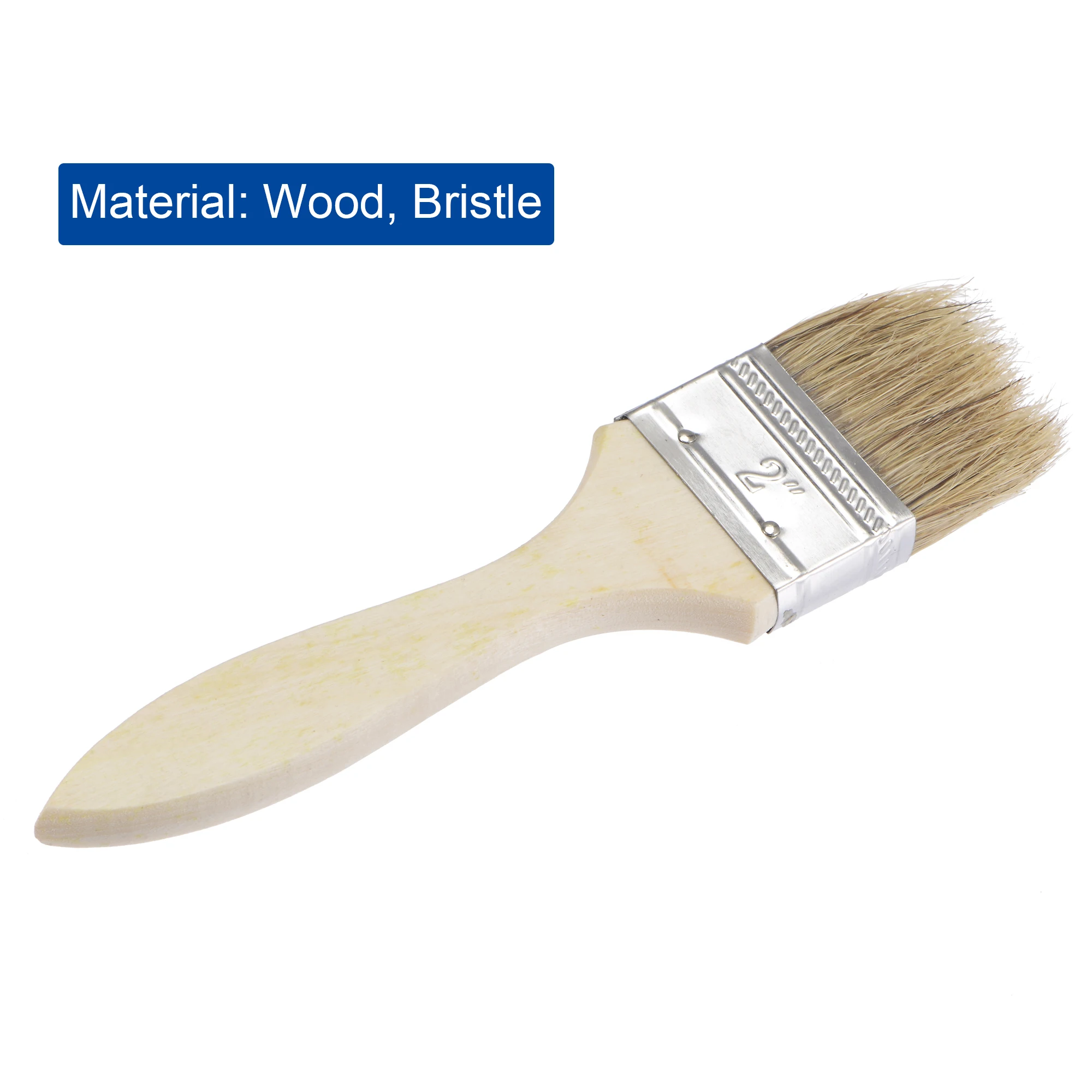 Uxcell-Pinceau à poils naturels, bord plat avec manche en bois, outil de traitement des murs pour peinture, vernis, colles, 12 pièces, 2 pouces