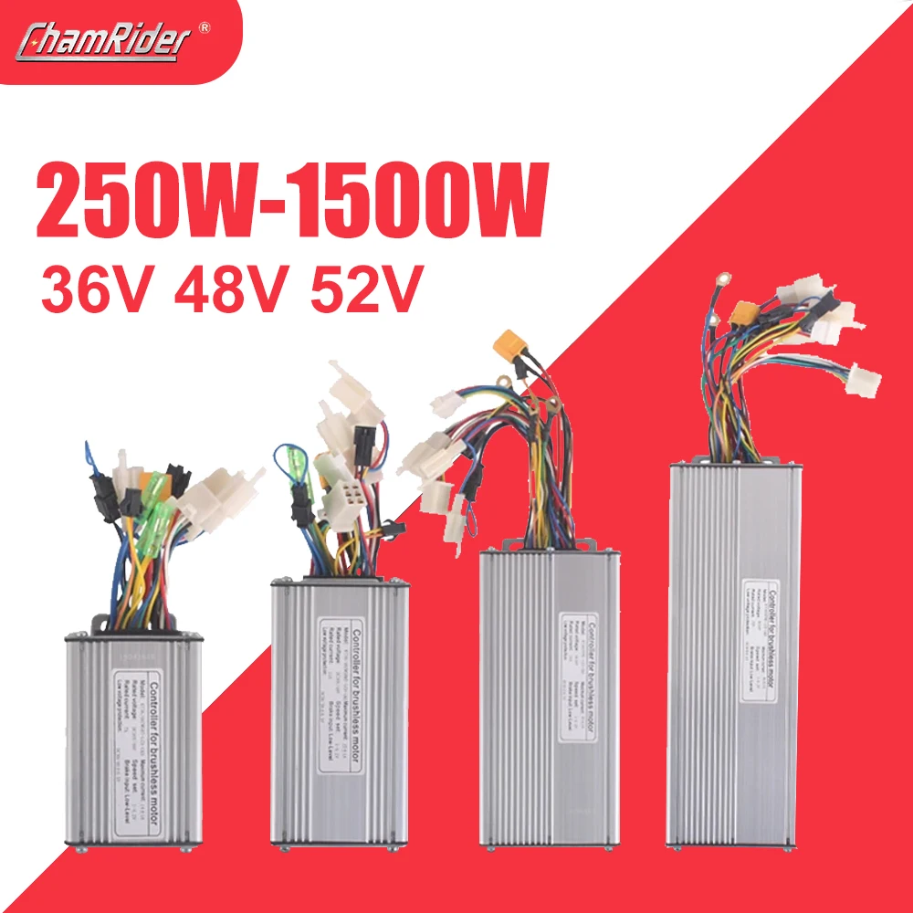 ChamRider, sinus-elektrische fiets sensorloze controller, KT-controller, dubbele modus, 36V, 48V, 250W, 350W, 500W, 750W, 1000W, 1500W