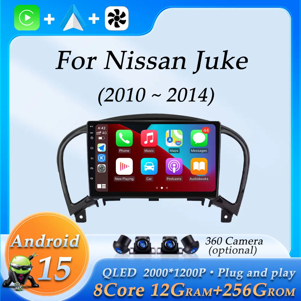 

9-дюймовый для Nissan Juke 2010-2014 Автомобильный радиоприемник Мультимедийный плеер GPS-навигация Беспроводной CarPlay DSP Стерео Bluetooth Разделенный экран